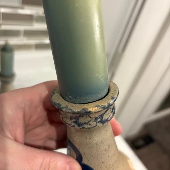 Vintage Beaumont Brothers Pottery Candle Sticks & Bowl Salt Glazed Stoneware - Picture 10 of 16